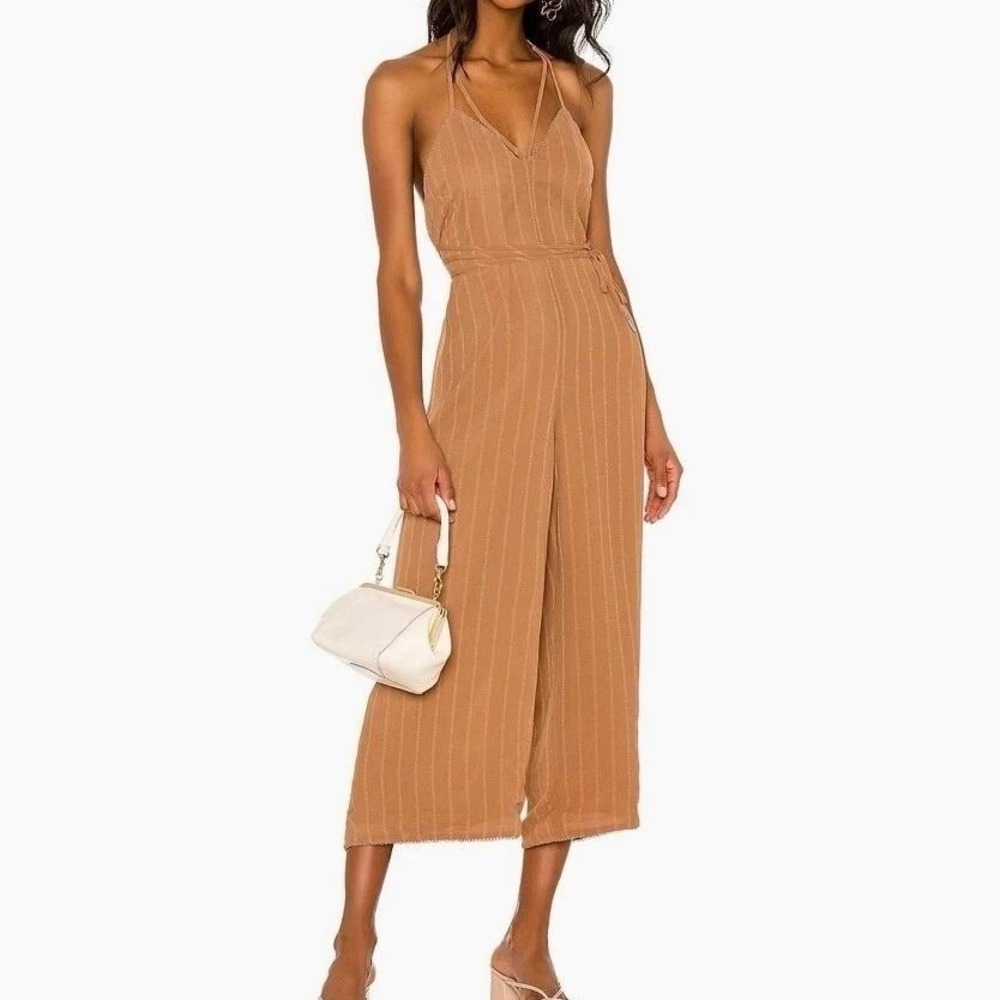 House of Harlow 1960 X Revolve Paolo Jumpsuit Womens Large Brown Wide Leg